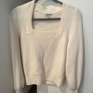 Madewell Ivory Square-Neck Ribbed Pullover